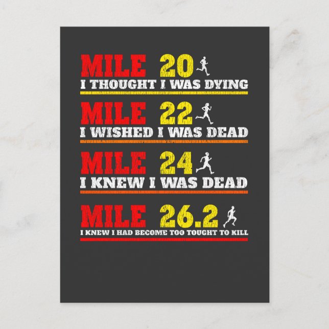 Funny Marathoner Runner Thoughts Running Joke Postkarte (Vorderseite)