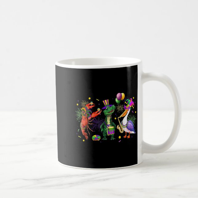 Funny Mardi Gras 2026 Crocodile Crawfish Pelican N Kaffeetasse (Rechts)