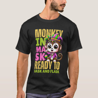 Funny Mardi gras Affe in Maske T-Shirt