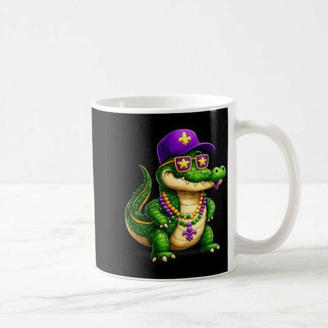 Funny Mardi Gras Alligator Beads Carnival Celebrat Kaffeetasse (Rechts)