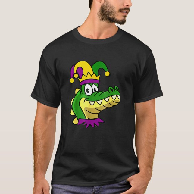 Funny Mardi Gras Alligator Head Jester Louisiana C T-Shirt (Vorderseite)