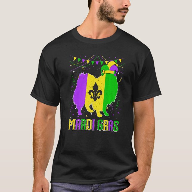 Funny Mardi Gras American Eskimo Dog Dad Mom Mardi T-Shirt (Vorderseite)
