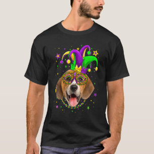 Funny Mardi Gras Beagle Dog Beads Maske Mardi Gras T-Shirt