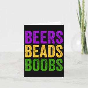 Funny Mardi Gras Beers Beads T-Shirt New Orleans C Karte