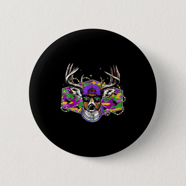 Funny Mardi Gras Buck Deer Hunting Boys Fat Tuesda Button (Vorderseite)