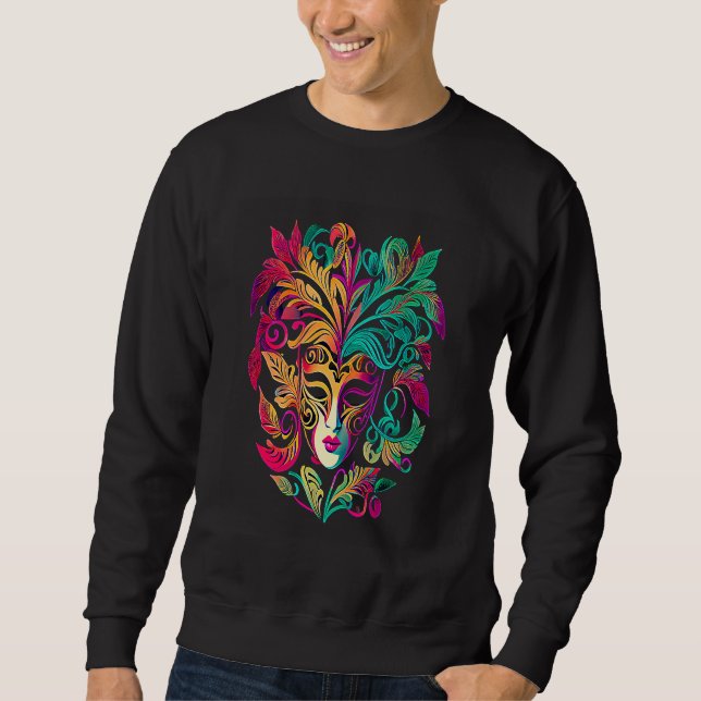 Funny Mardi Gras Carnival parade with beads party  Sweatshirt (Vorderseite)