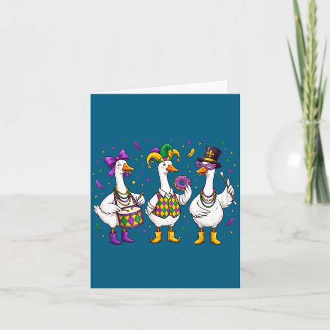 Funny Mardi Gras Carnival Silly Goose Mask Louisia Karte (Vorderseite)