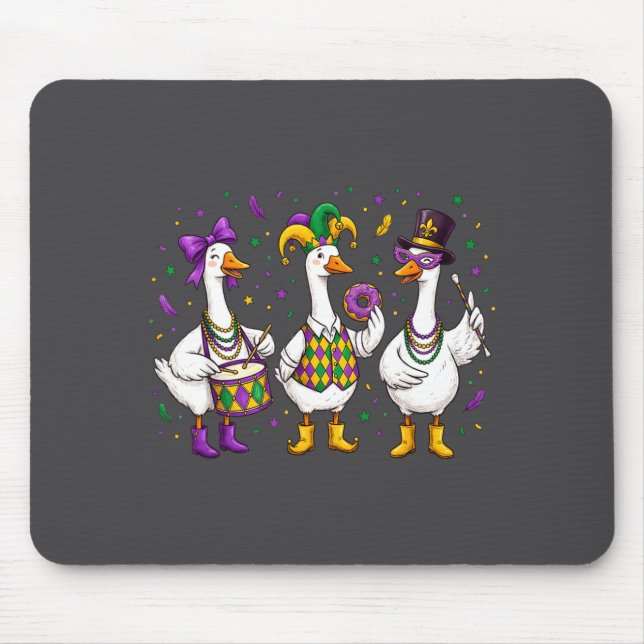 Funny Mardi Gras Carnival Silly Goose Mask Louisia Mousepad (Vorne)