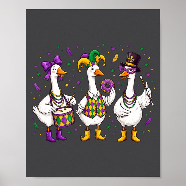 Funny Mardi Gras Carnival Silly Goose Mask Louisia Poster (Vorne)