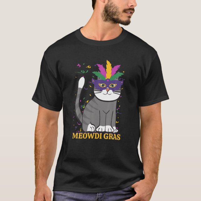 Funny Mardi Gras Cat Meowdi Gras Mardi Gras Cat Me T-Shirt (Vorderseite)