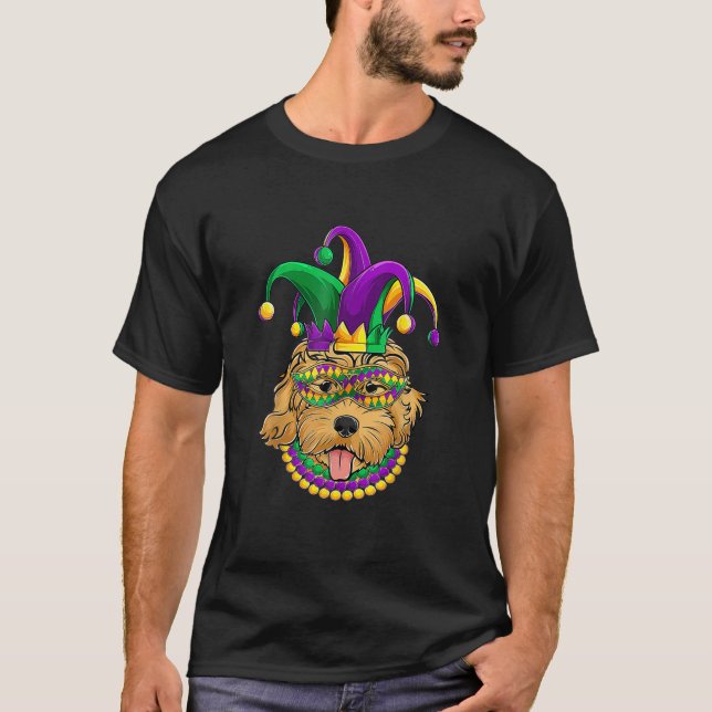 Funny Mardi Gras Dog Apparel Golden Doodle Dog Mam T-Shirt (Vorderseite)