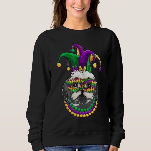 Funny Mardi Gras Dog Apparel, Shih Tzu Dog Mom Dad Sweatshirt (Vorderseite)