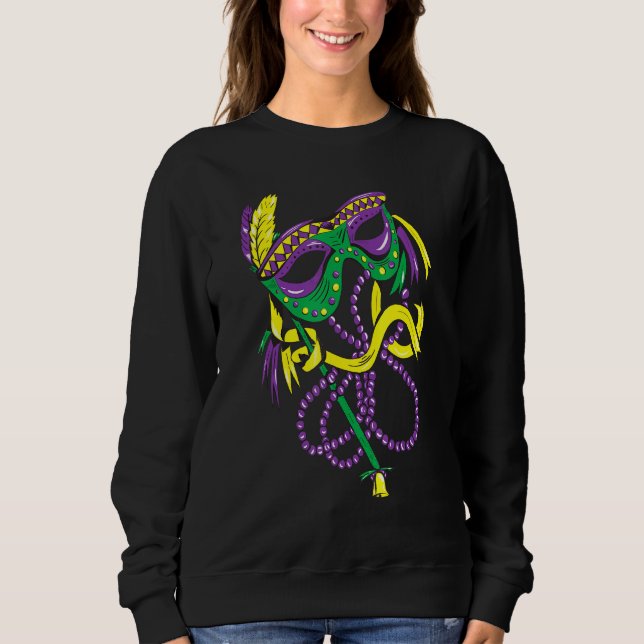 Funny Mardi Gras Fun Beads Maske Federn für Männer Sweatshirt (Vorderseite)