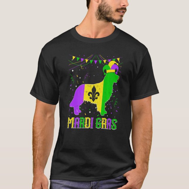 Funny Mardi Gras Golden Retriever Dog Dad Mom Mard T-Shirt (Vorderseite)
