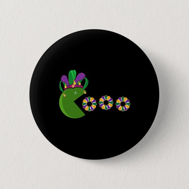 Funny Mardi Gras Hat Eating King Cakes - Mardi Gra Button (Vorderseite)
