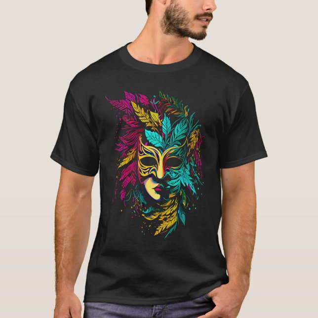 Funny Mardi Gras Karneval Parade mit Perlen Party T-Shirt (Vorderseite)