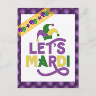 Funny Mardi Gras Lila Gold Postkarte
