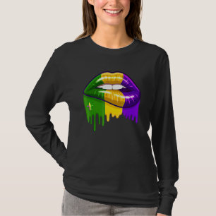 Funny Mardi Gras Lips Queen Carnival Kostüm Purpl T-Shirt