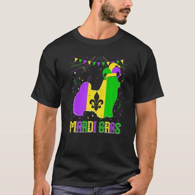 Funny Mardi Gras Maltese Dog Dad Mom Mardi Gras Pr T-Shirt (Vorderseite)