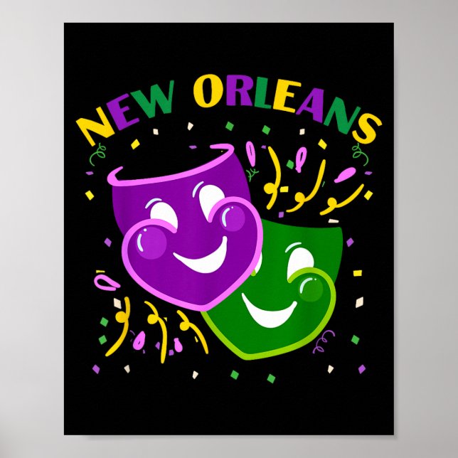 Funny Mardi Gras Mask Louisiana New Orleans Carniv Poster (Vorne)