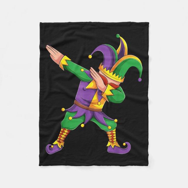Funny Mardi Gras Outfit Dabbing Jester New Orleans Fleecedecke (Vorderseite)