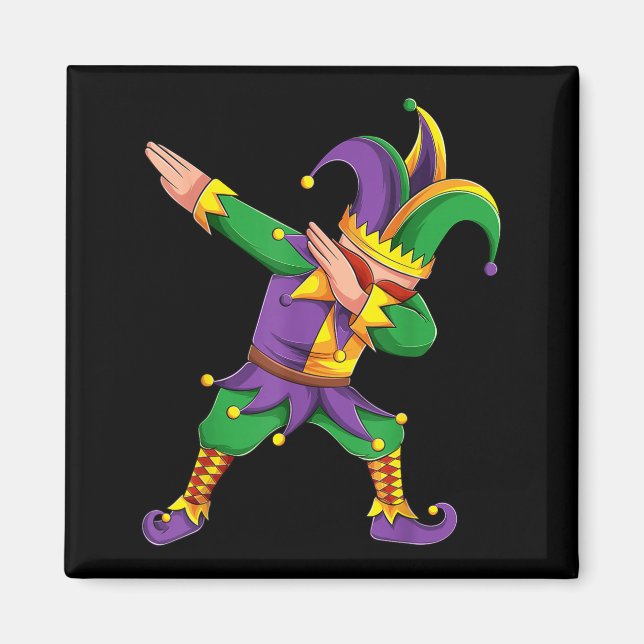 Funny Mardi Gras Outfit Dabbing Jester New Orleans Magnet (Vorne)