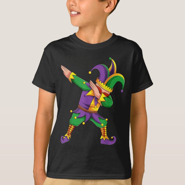 Funny Mardi Gras Outfit Dabbing Jester New Orleans T-Shirt (Vorderseite)