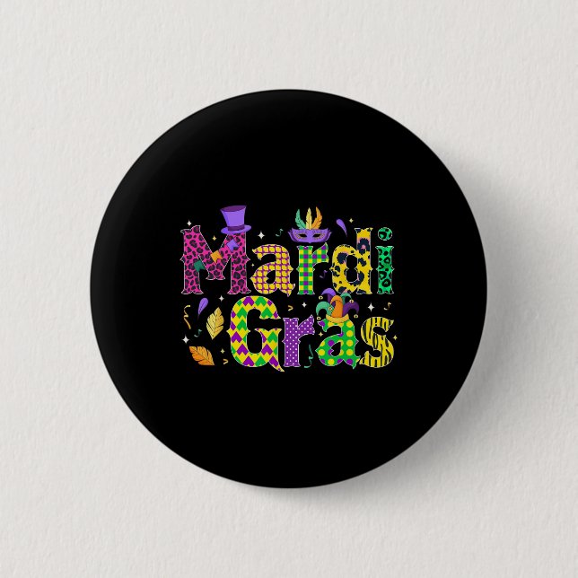 Funny Mardi Gras Parade Costume Jester Hat New Orl Button (Vorderseite)