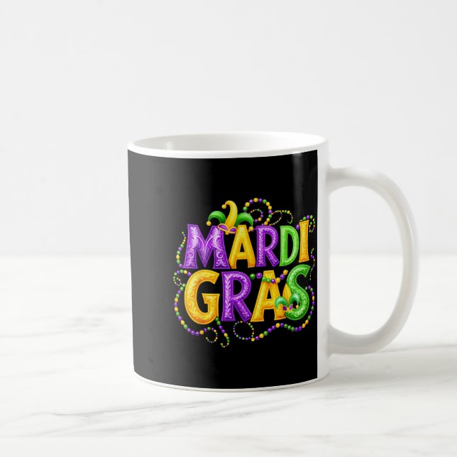 Funny Mardi Gras Parade Jester Hat Beads Men Women Kaffeetasse (Rechts)