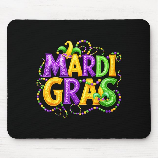 Funny Mardi Gras Parade Jester Hat Beads Men Women Mousepad (Vorne)