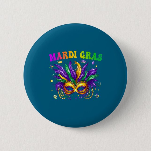 Funny Mardi Gras Parade Outfit Jester Hat Men Wome Button (Vorderseite)