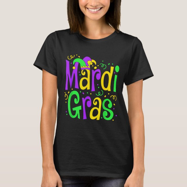 Funny Mardi Gras Parade Outfit Jester Hat Men Wome T-Shirt (Vorderseite)