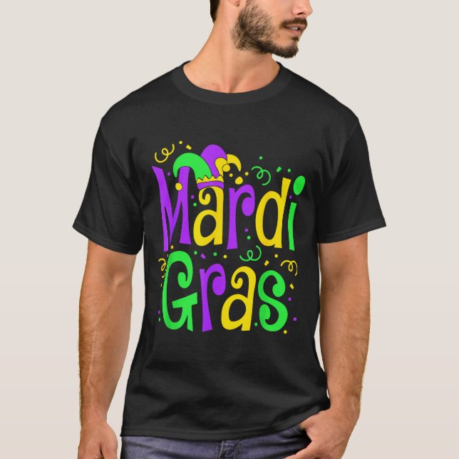 Funny Mardi Gras Parade Outfit Jester Hat Men Wome T-Shirt (Vorderseite)