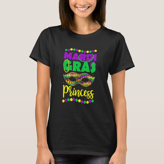 Funny Mardi Gras Princess Mask Beads Shirt, Kids G T-Shirt (Vorderseite)