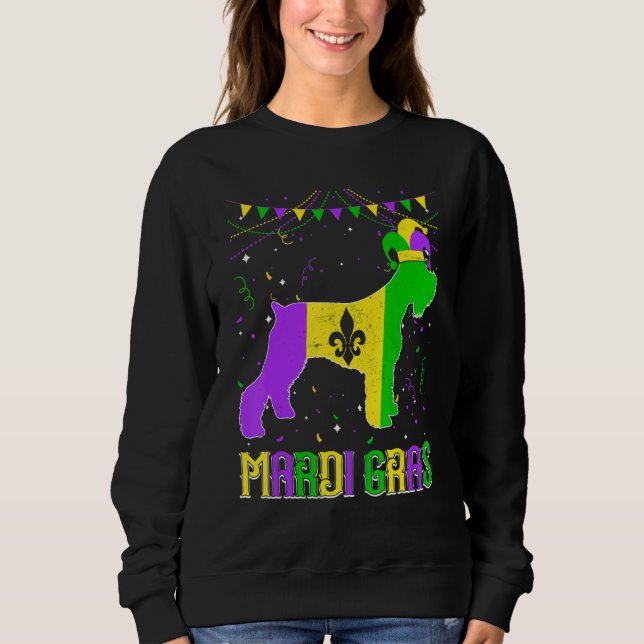 Funny Mardi Gras Schnauzer Dog Dad Mom Mardi Gras Sweatshirt (Vorderseite)