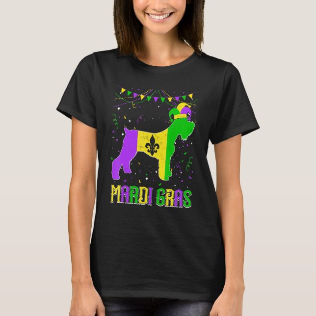 Funny Mardi Gras Schnauzer Dog Dad Mom Mardi Gras T-Shirt (Vorderseite)
