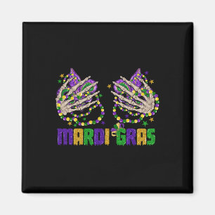 Funny Mardi Gras Skeleton Hände mit Perlen und Fal Magnet