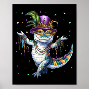 Funny Mardigator Mardi Gras Alligator Tanzkarn Poster