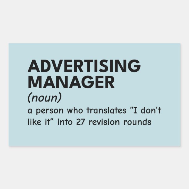 Funny Marketing Manager Definition Rechteckiger Aufkleber (Vorderseite)