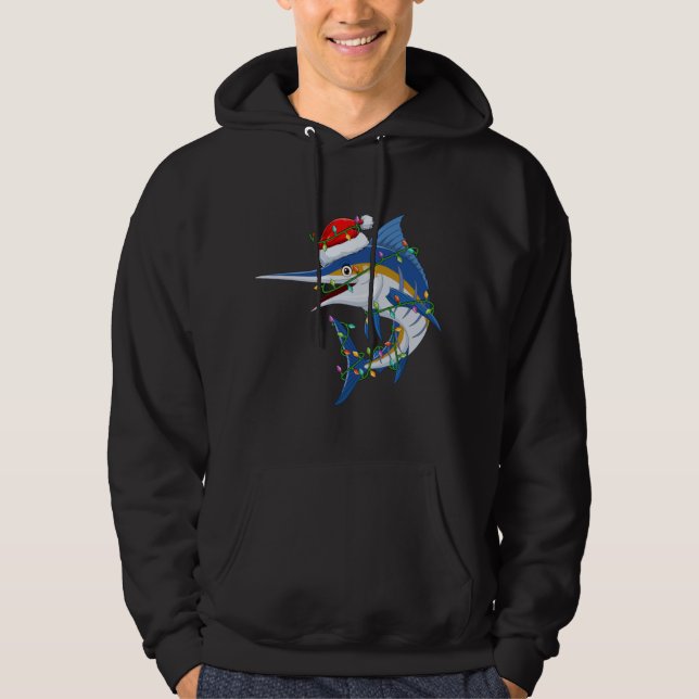 Funny Marlin Fish Lover Xmas Weihnachtsmannmütze M Hoodie (Vorderseite)