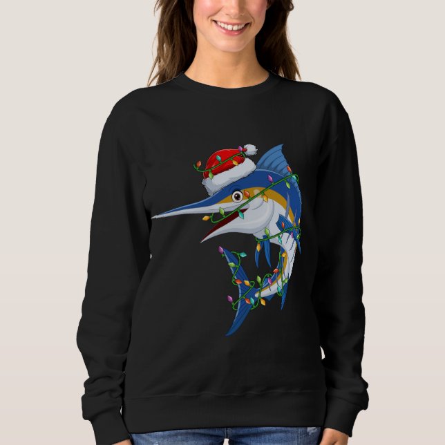 Funny Marlin Fish Lover Xmas Weihnachtsmannmütze M Sweatshirt (Vorderseite)