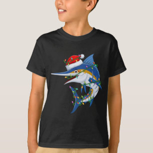 Funny Marlin Fish Lover Xmas Weihnachtsmannmütze M T-Shirt