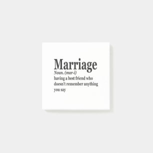 Funny Marriage Definition Ehepaar Ehemann-Geschenk Post-it Klebezettel