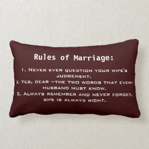 Funny Marriage Rules Throw Kissen