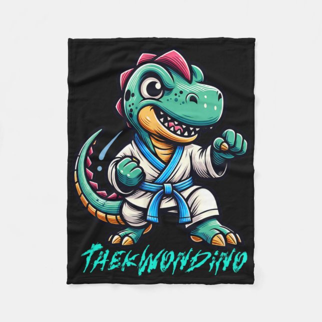 Funny Martial Arts Karate Taekwondo Dino Animal Cu Fleecedecke (Vorderseite)