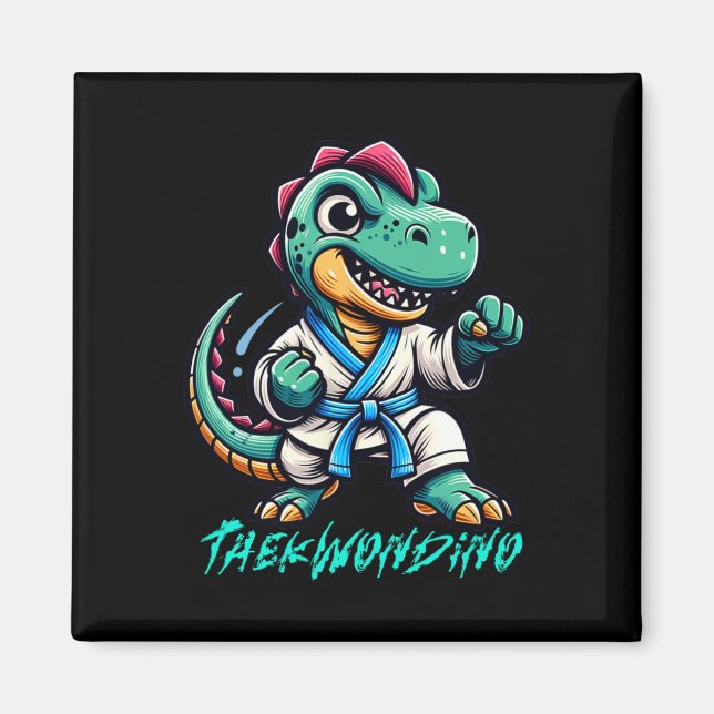 Funny Martial Arts Karate Taekwondo Dino Animal Cu Magnet (Vorne)