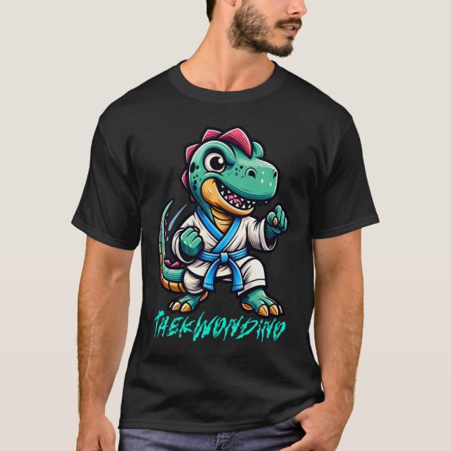 Funny Martial Arts Karate Taekwondo Dino Animal Cu T-Shirt (Vorderseite)