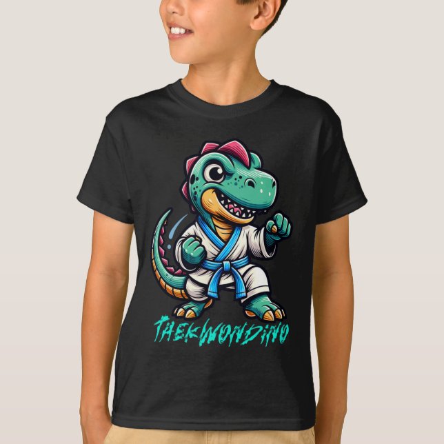 Funny Martial Arts Karate Taekwondo Dino Animal Cu T-Shirt (Vorderseite)