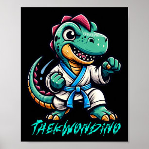Funny Martial Arts Karate Taekwondo Dino Tier Cu Poster