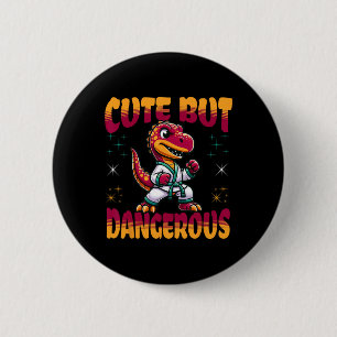 Funny Martial Arts Karate Taekwondo Dinosaur Anima Button